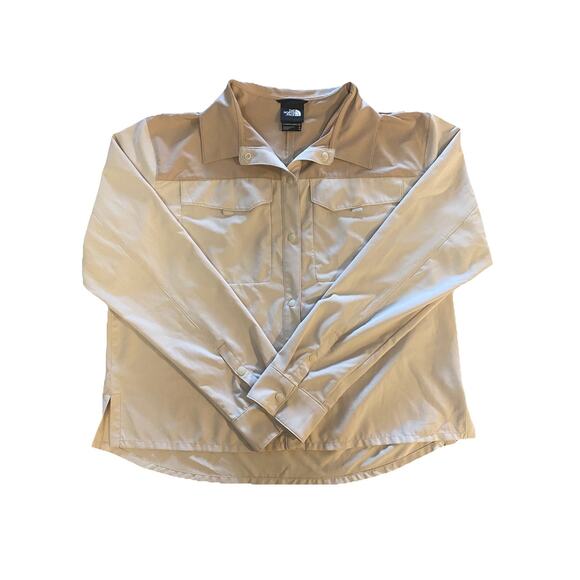 North Face Women's First Trail UPF Long Sleeve Shirt Khaki Beige Tan Size Medium - Picture 3 of 10